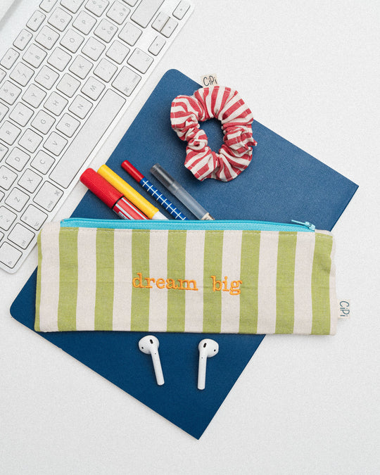 righe grandi verdi chiaro - ricamo giallo