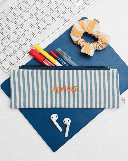 righe piccole jeans - ricamo arancione