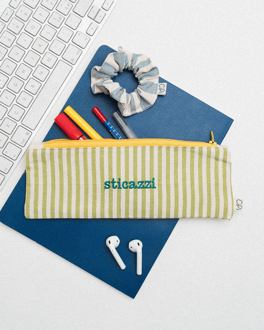 righe piccole verde chiaro - ricamo smeraldo