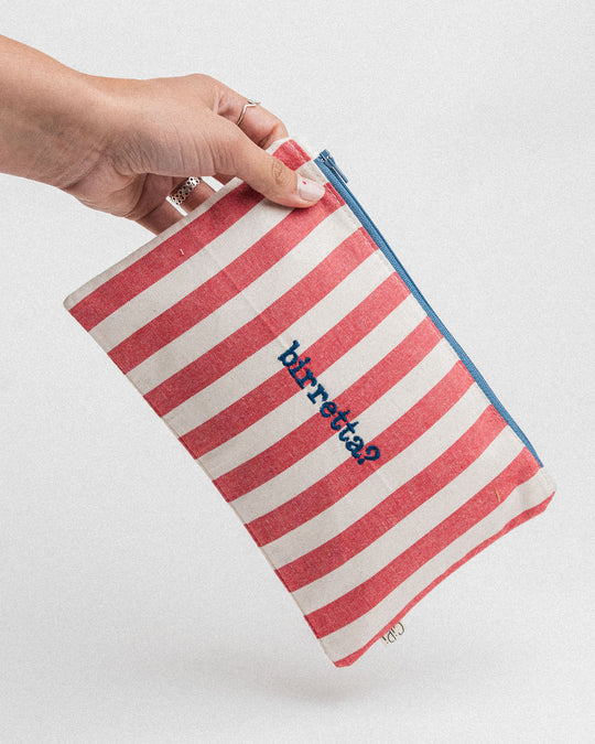 righe grandi rosse - ricamo blu