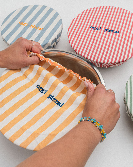 righe giallo grande - ricamo blu