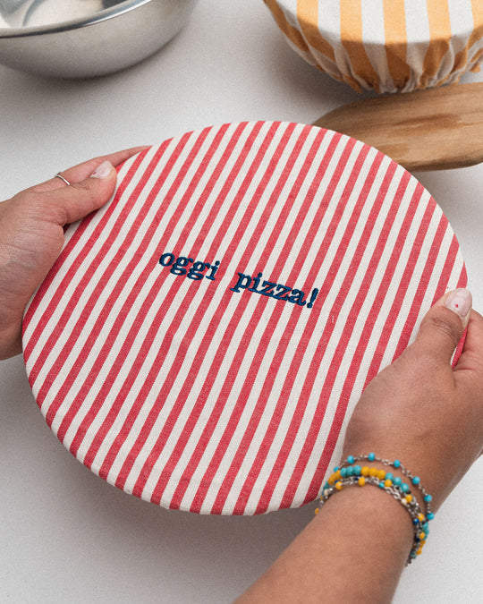 righe piccole rosse - ricamo blu