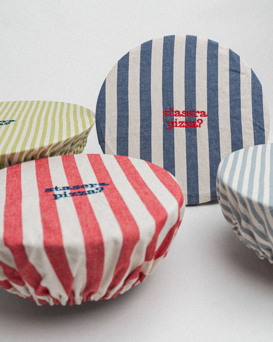 righe piccole verde chiaro - ricamo blu