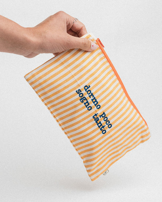 righe piccole giallo - ricamo blu