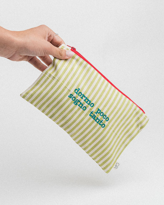 righe piccole verde chiaro - ricamo smeraldo