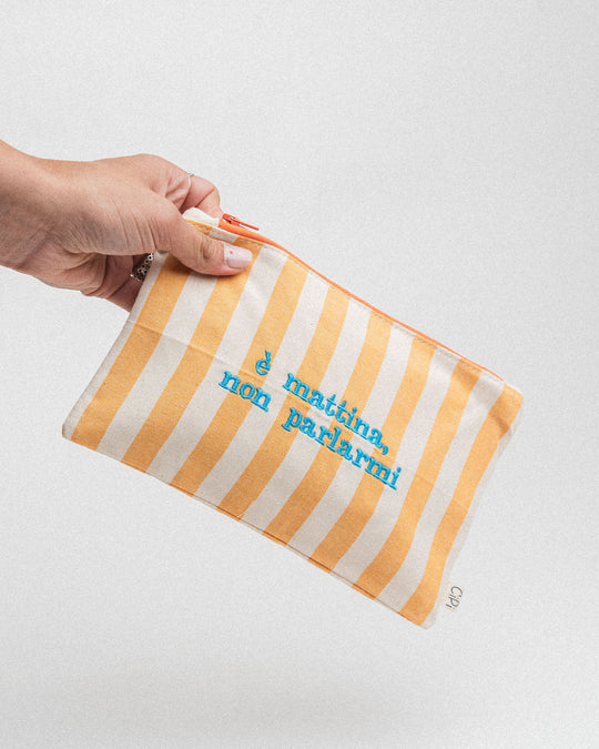 righe grandi gialle - ricamo azzurro