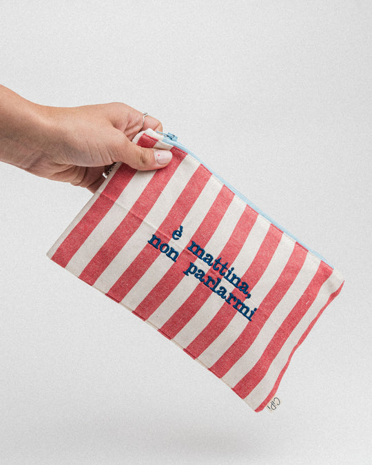 righe grandi rosse - ricamo blu