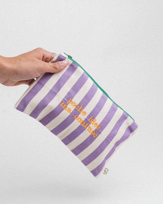 righe grandi lilla - ricamo giallo