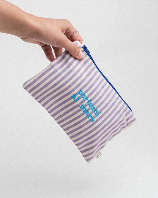 righe piccole lilla- ricamo azzurro