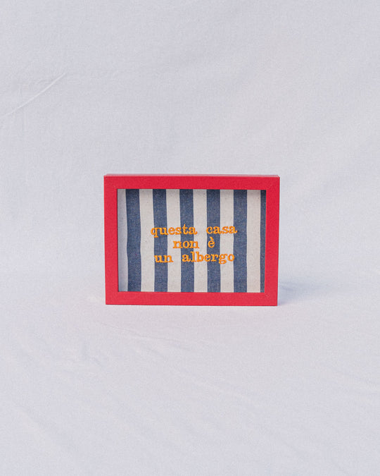 righe grandi blu - ricamo giallo