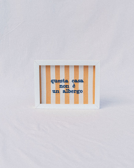 righe grandi gialle - ricamo blu