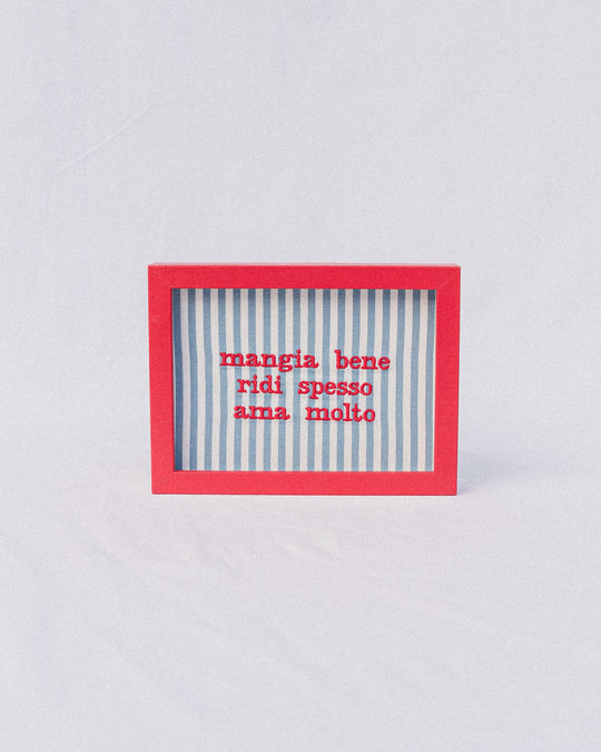 righe piccole jeans - ricamo rosso