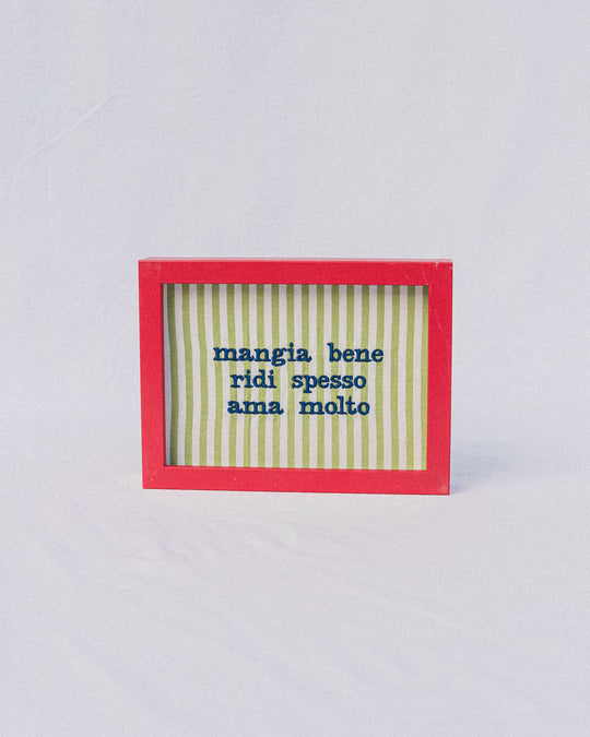 righe piccole verde chiaro - ricamo blu