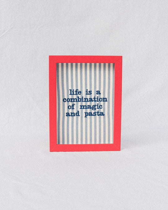 righe piccole jeans - ricamo blu