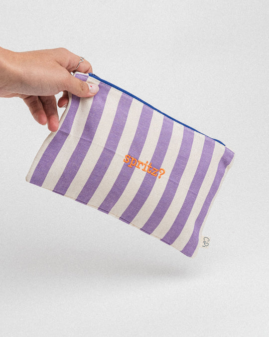 righe grandi lilla - ricamo arancione