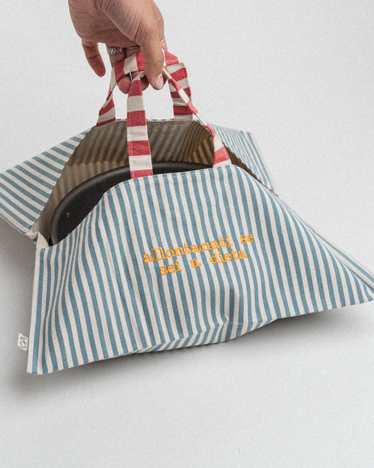 righe piccole jeans - ricamo giallo
