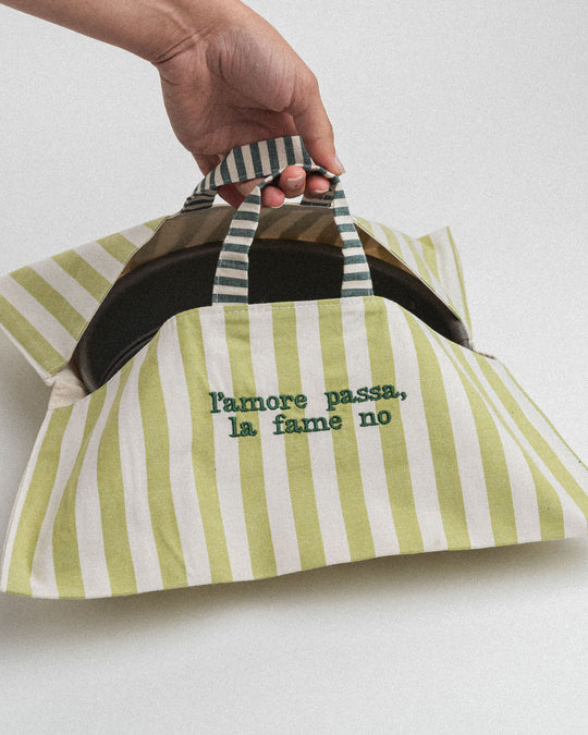 righe grandi verde chiaro - ricamo verde scuro