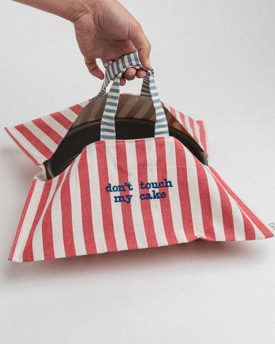 righe grandi rosse - ricamo blu