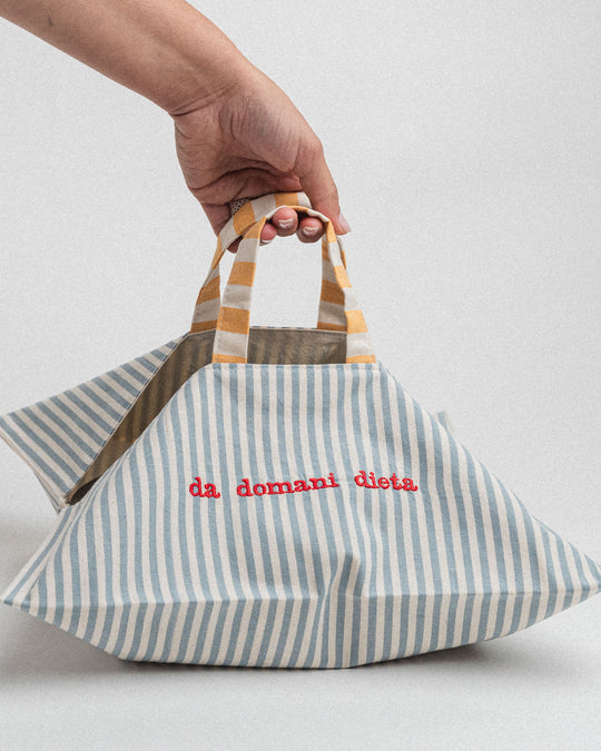 righe piccole jeans - ricamo rosso