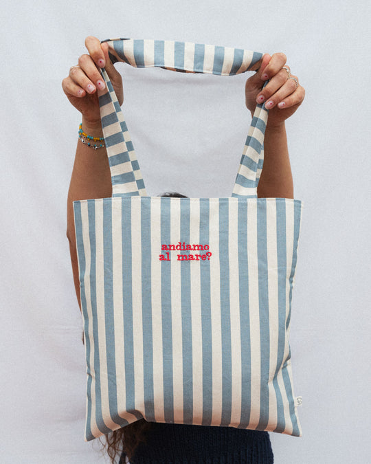 righe grandi jeans - ricamo rosso