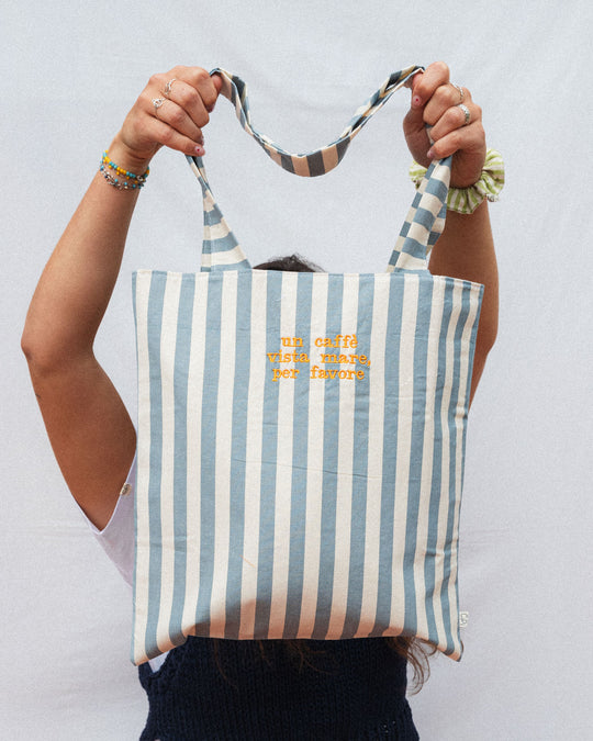 righe grandi jeans - ricamo giallo