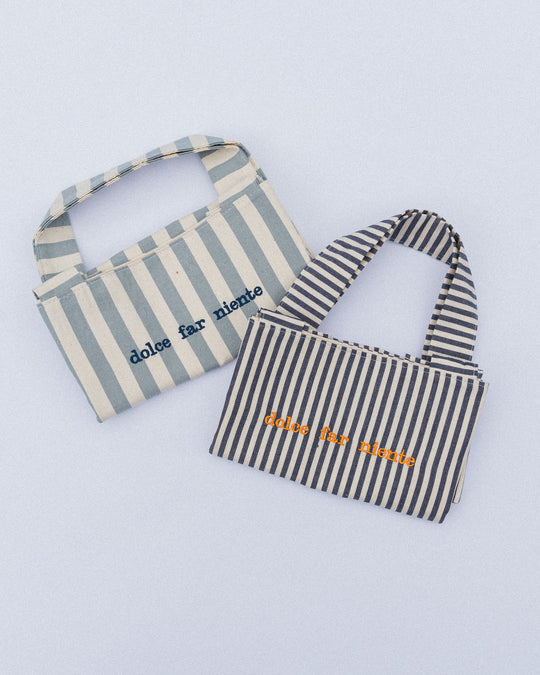 righe piccole blu - ricamo giallo