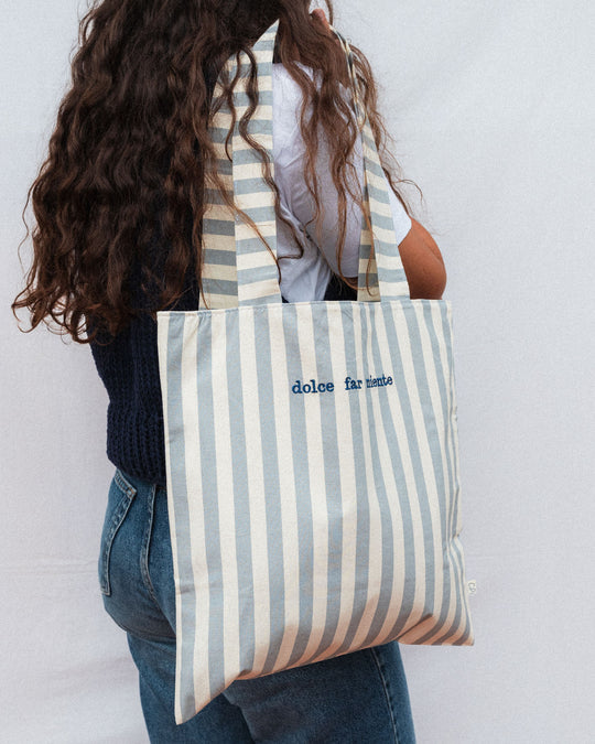 righe grandi azzurre - ricamo blu