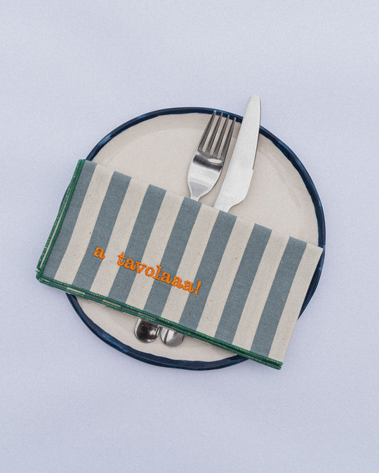 righe grandi jeans - ricamo giallo