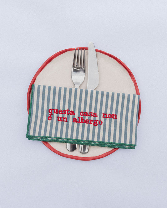 righe piccole jeans - ricamo rosso