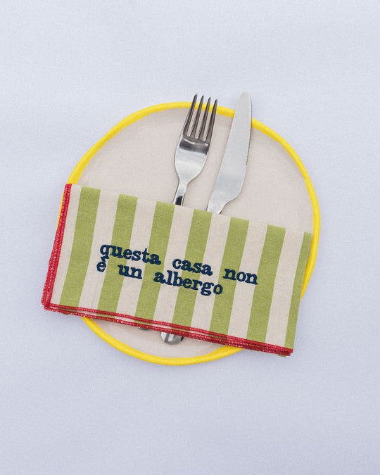 righe grandi verde chiaro - ricamo blu