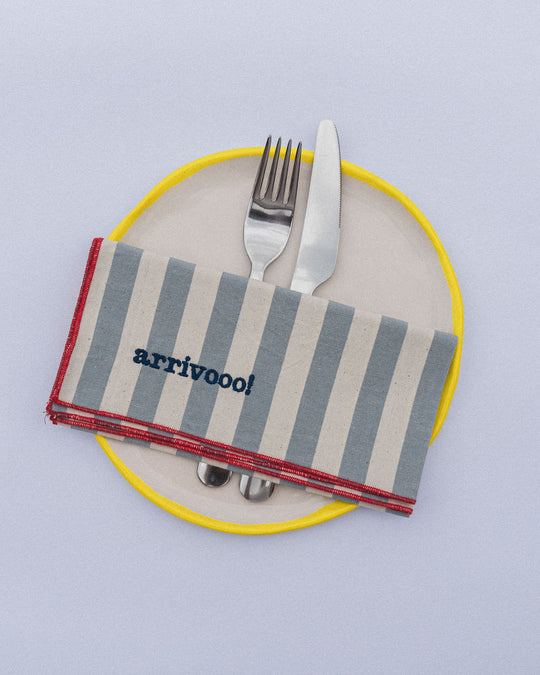 righe grandi azzurre - ricamo blu