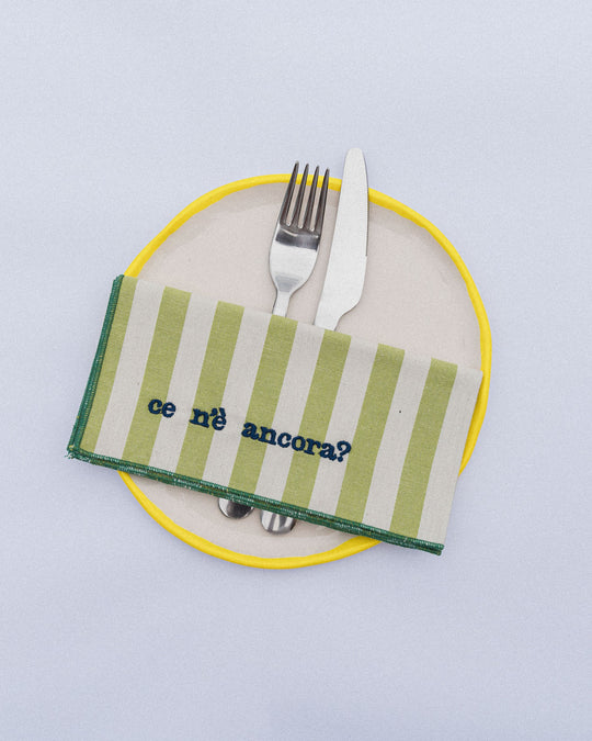 righe grandi verde chiaro - ricamo blu