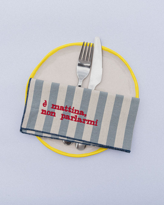 righe grandi azzurre - ricamo rosso