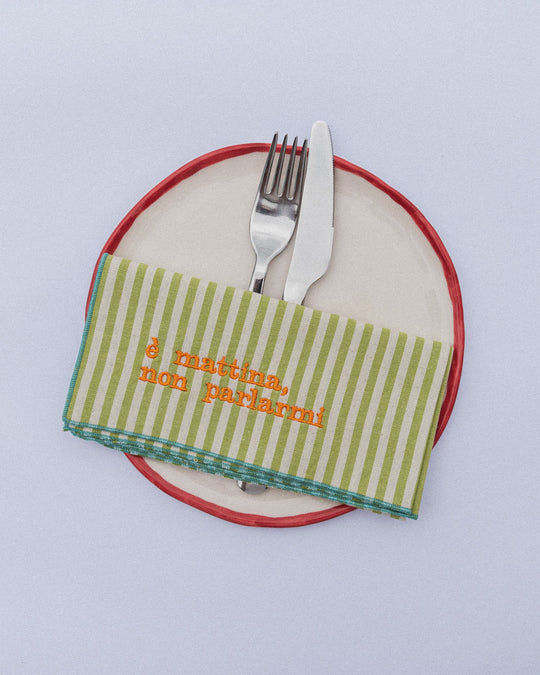 righe piccole verdi chiaro - ricamo giallo