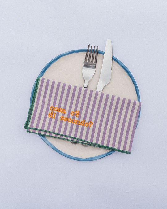 righe piccole lilla - ricamo giallo