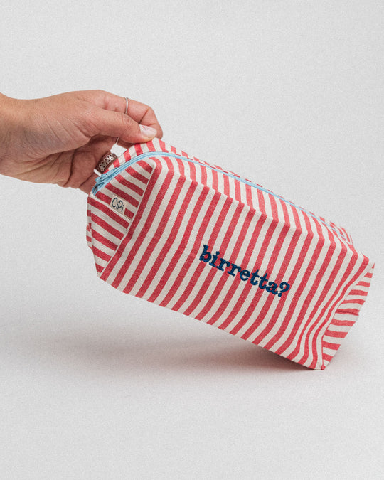 righe piccole rosse - ricamo blu