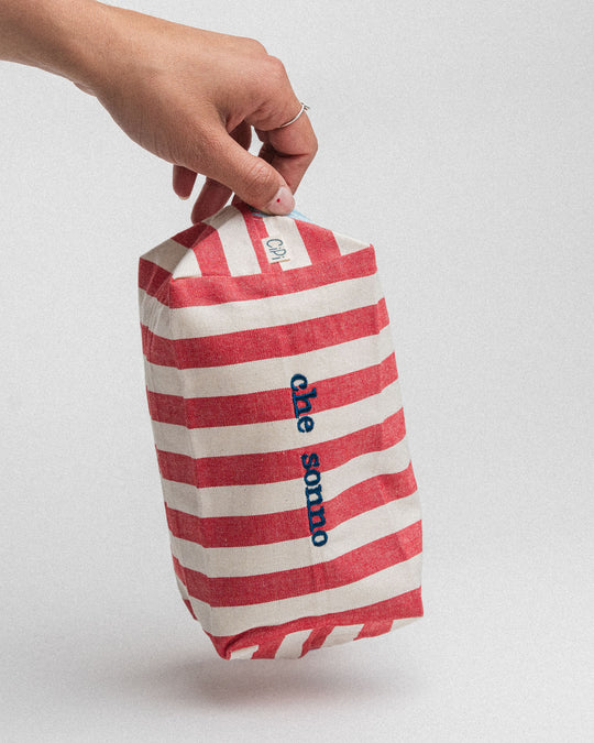 righe grandi rosse - ricamo blu