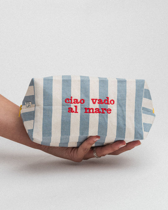 righe grandi jeans - ricamo rosso