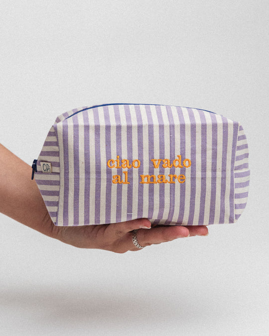 righe piccole lilla - ricamo giallo