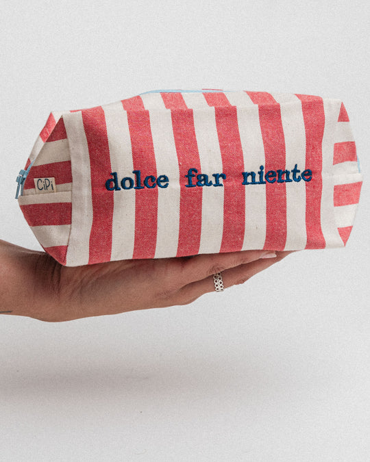 righe grandi rosse - ricamo blu