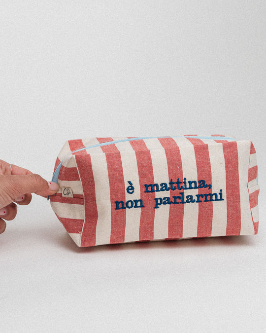 righe grandi rosse - ricamo blu