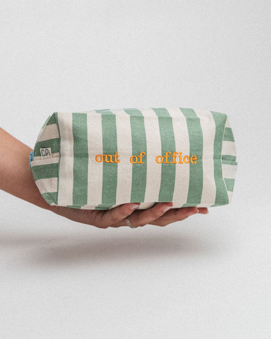 righe grandi verde salvia - ricamo giallo