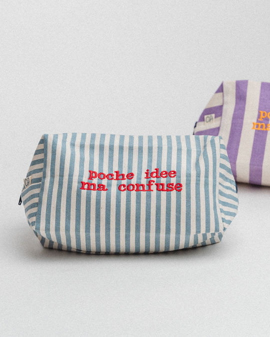 righe piccole jeans - ricamo rosso