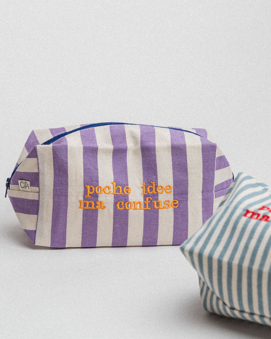 righe grandi lilla - ricamo giallo